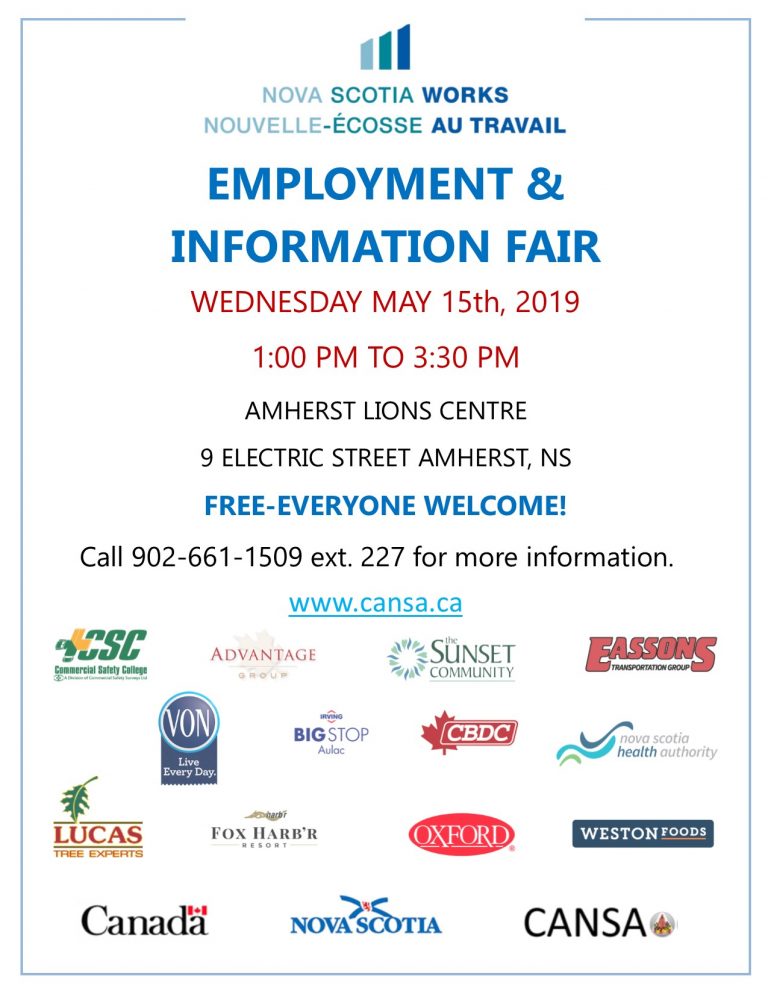 Nova Scotia Works CANSA Job Fair May 15, 2019 Nova Scotia Works CANSA